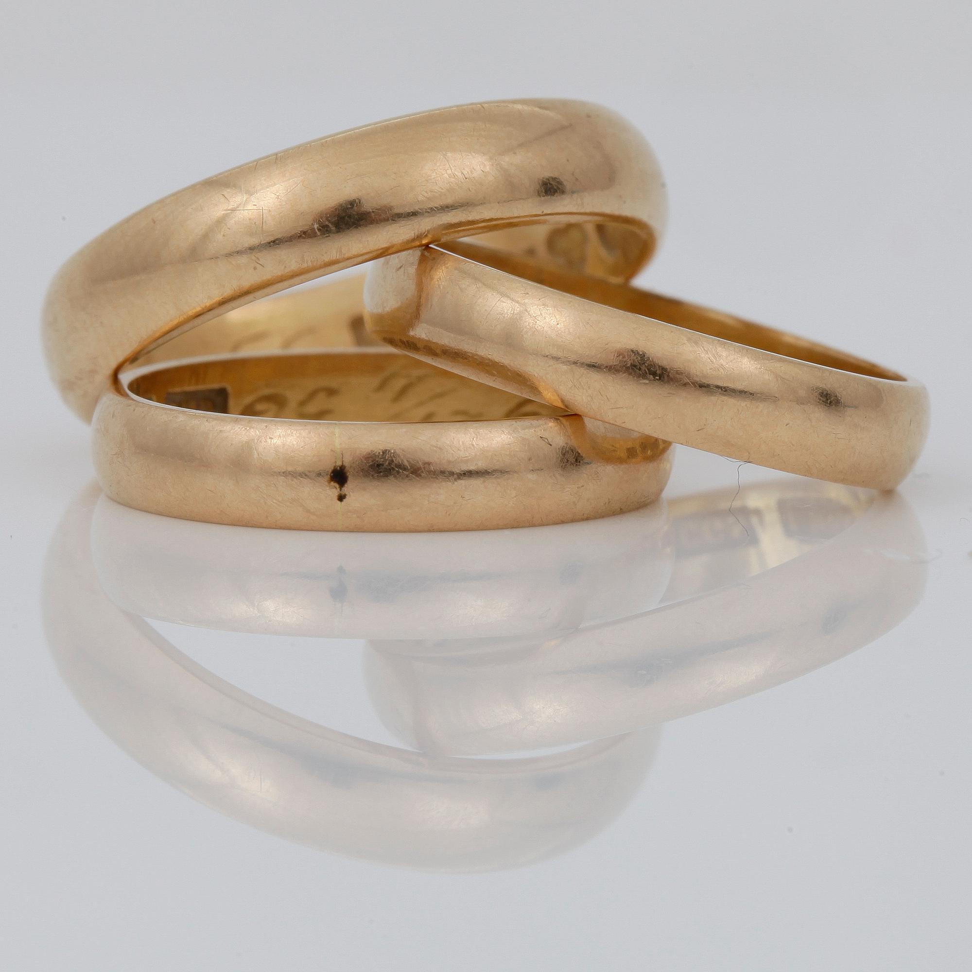 VIGSELRINGAR, 3 st, 18 k, tot ca 11.0 g.