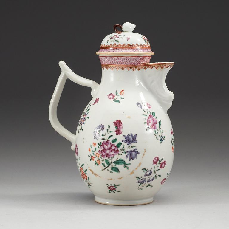 A famille rose coffeepot with cover, Qing dynasty, Qianlong (1736-95).