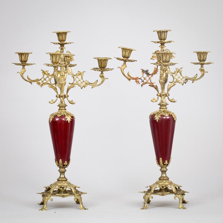 KANDELABRAR, ett par, oskarianska, 1800/1900-tal.