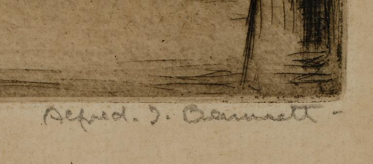ALFRED J. BENNET, etsning, signerad.
