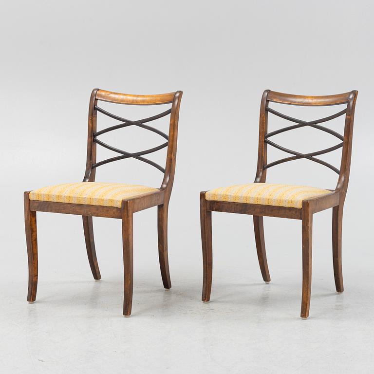 Carl Malmsten, a pair of Swedish Grace chairs, Svenska Möbelfabrikerna Bodafors, 1920's.