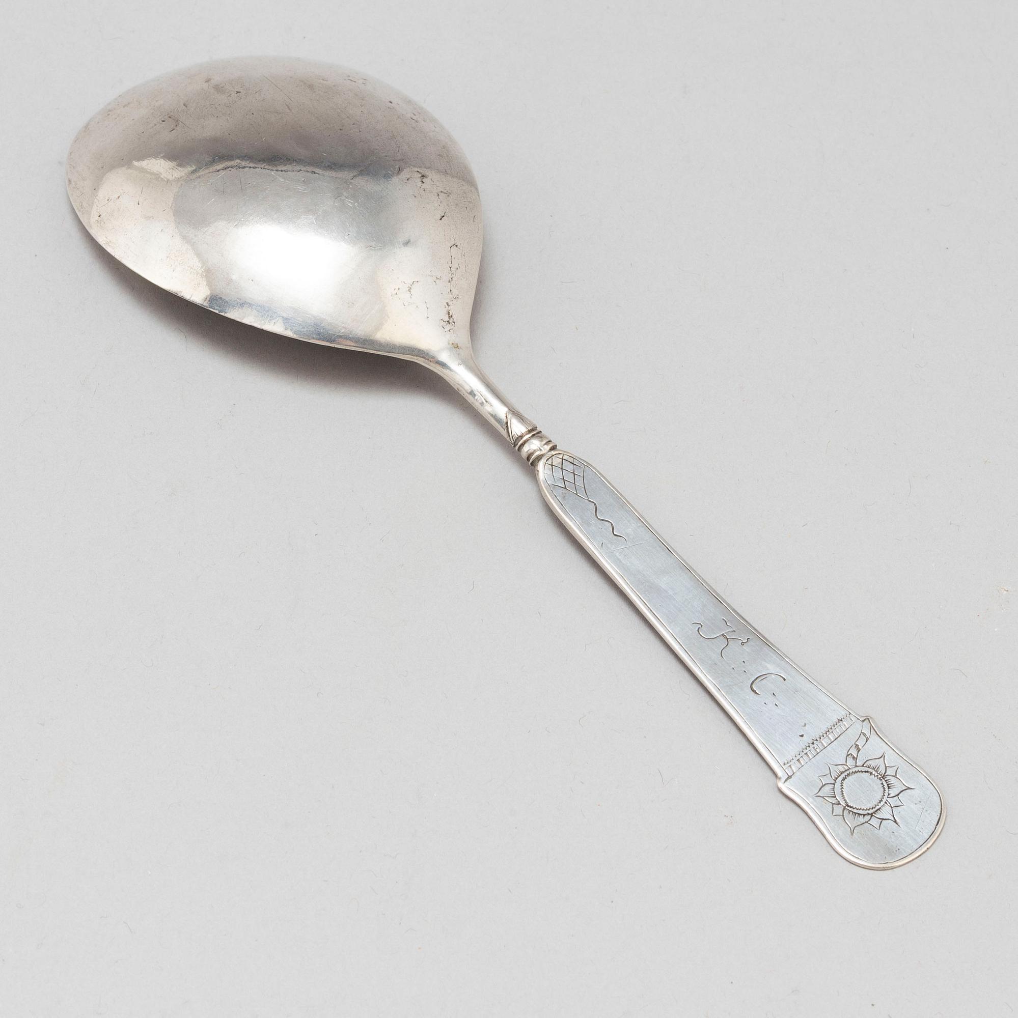 A vodka silver spoon. Norway 17th century.