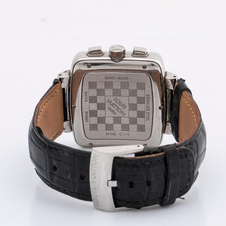LOUIS VUITTON ARMBANDSUR 40 mm, stål, automatisk, original läderarmband, originaletui.