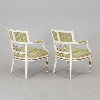 A PAIR OF ARMCHAIRS, gustavian style, mid 1900s.