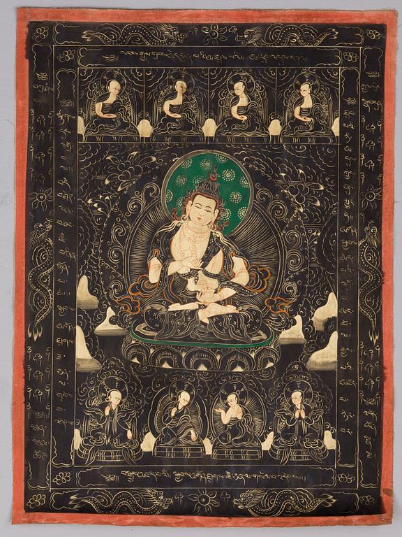 THANGKA, handmålad på textil, Tibet, 1900-tal.