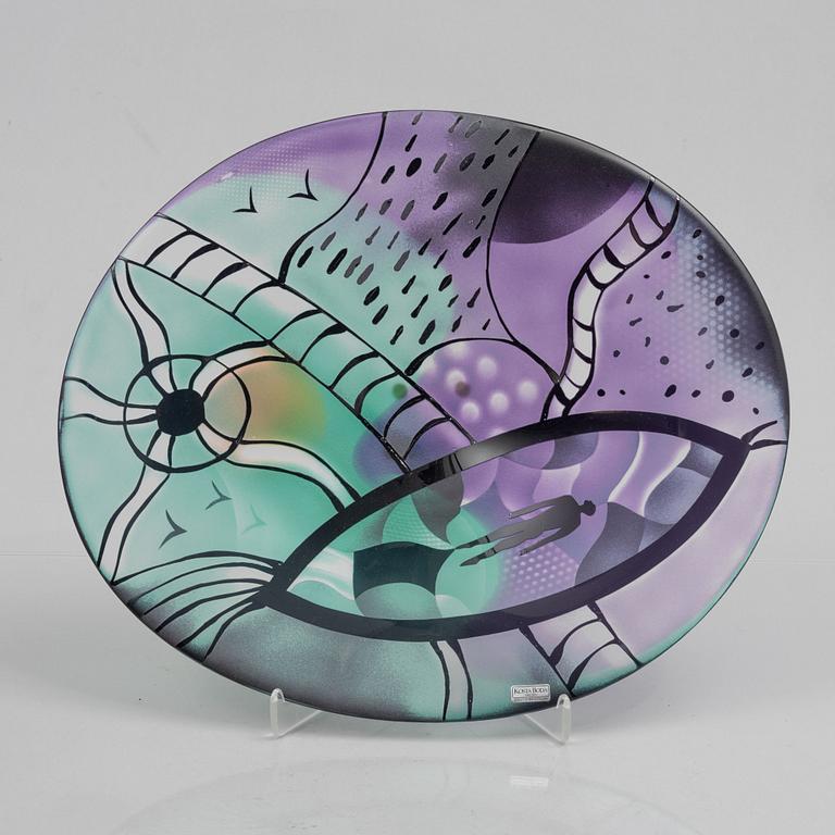 Bertil Vallien, a unique glass dish, Kosta Boda.