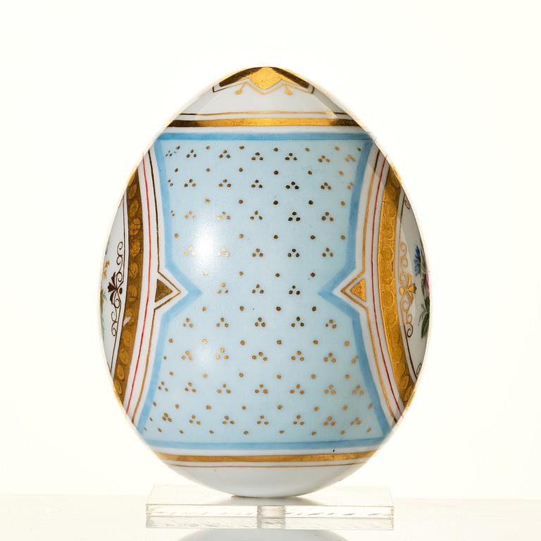 A Russian porcelain Easter Egg, 19th Century, presumably Imperial porcelain factory, St Petersburg.