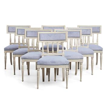 51. A set of eight Late gustavian chairs by Erik Öhrmark.