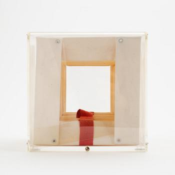 Margit Szilvitzky, a textile and plexi glass sculpture, signed and dated 1976.