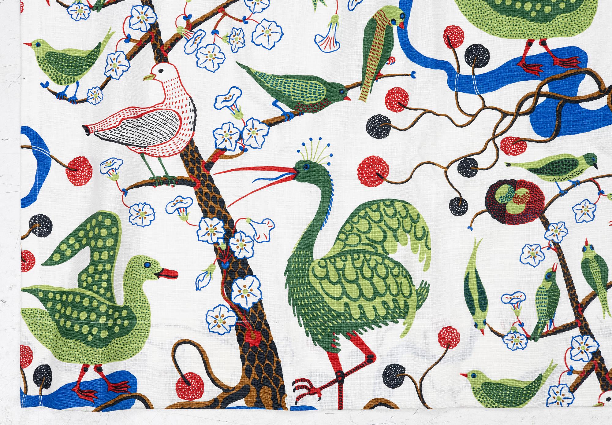 Josef Frank, a 'Gröna fåglar' curtain, Firma Svenskt Tenn.