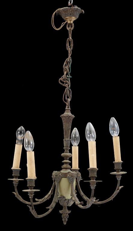 LJUSKRONA, brons samt metall, sent 1800-tal. Höjd: 48 cm.