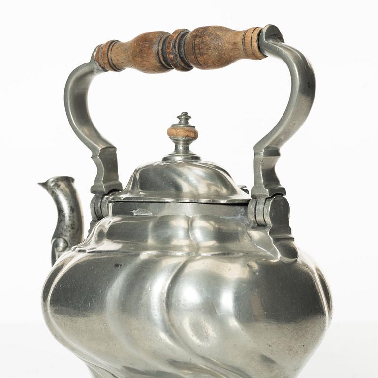 A Rococo pewter teapotby P J Mattsson 1808.