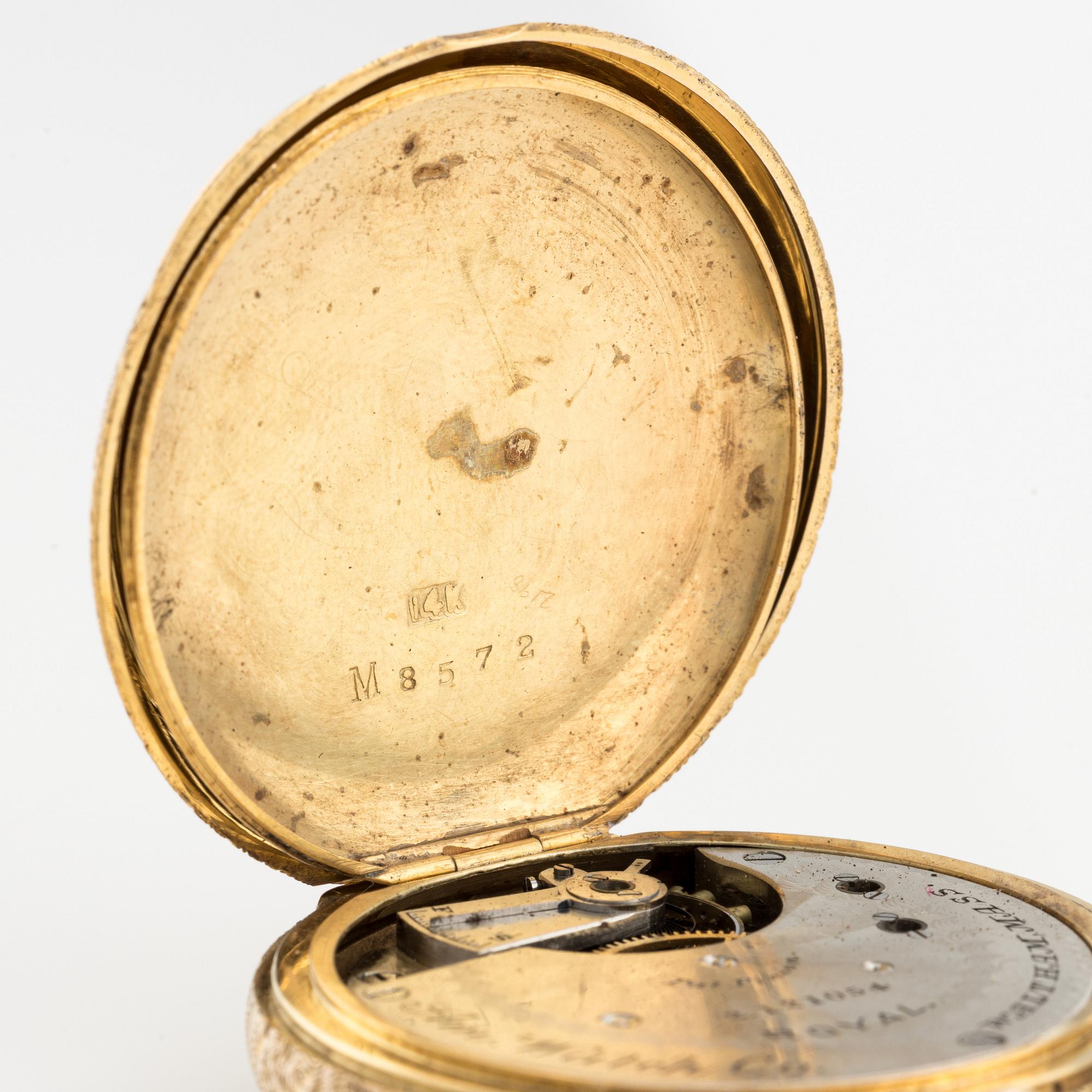 Waltham, pocket watch, hunter case, 42 mm.