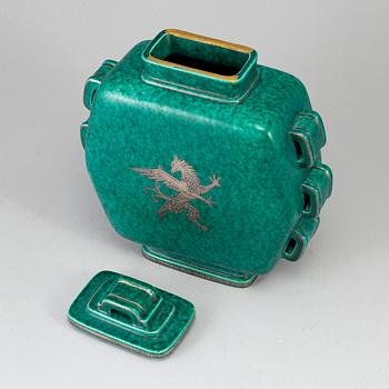 WILHELM KÅGE, a lidded 'Argenta' stoneware jar from Gustavsberg, Sweden.