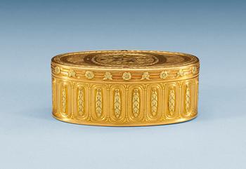 558. DOSA, guld 20k, en deux couleurs, oläslig mästarstämpel, Paris, kontrollör Julien Alaterre 1768-1774.