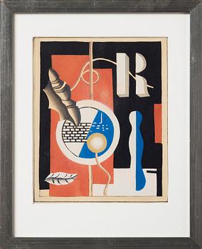 Fernand Léger After, "Le coquillage" pochoir, partly hand coloured by Erik Olson.