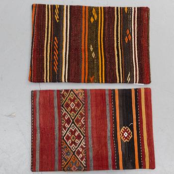 6 Anatolian kilim pillows, around 60 x 40 cm.