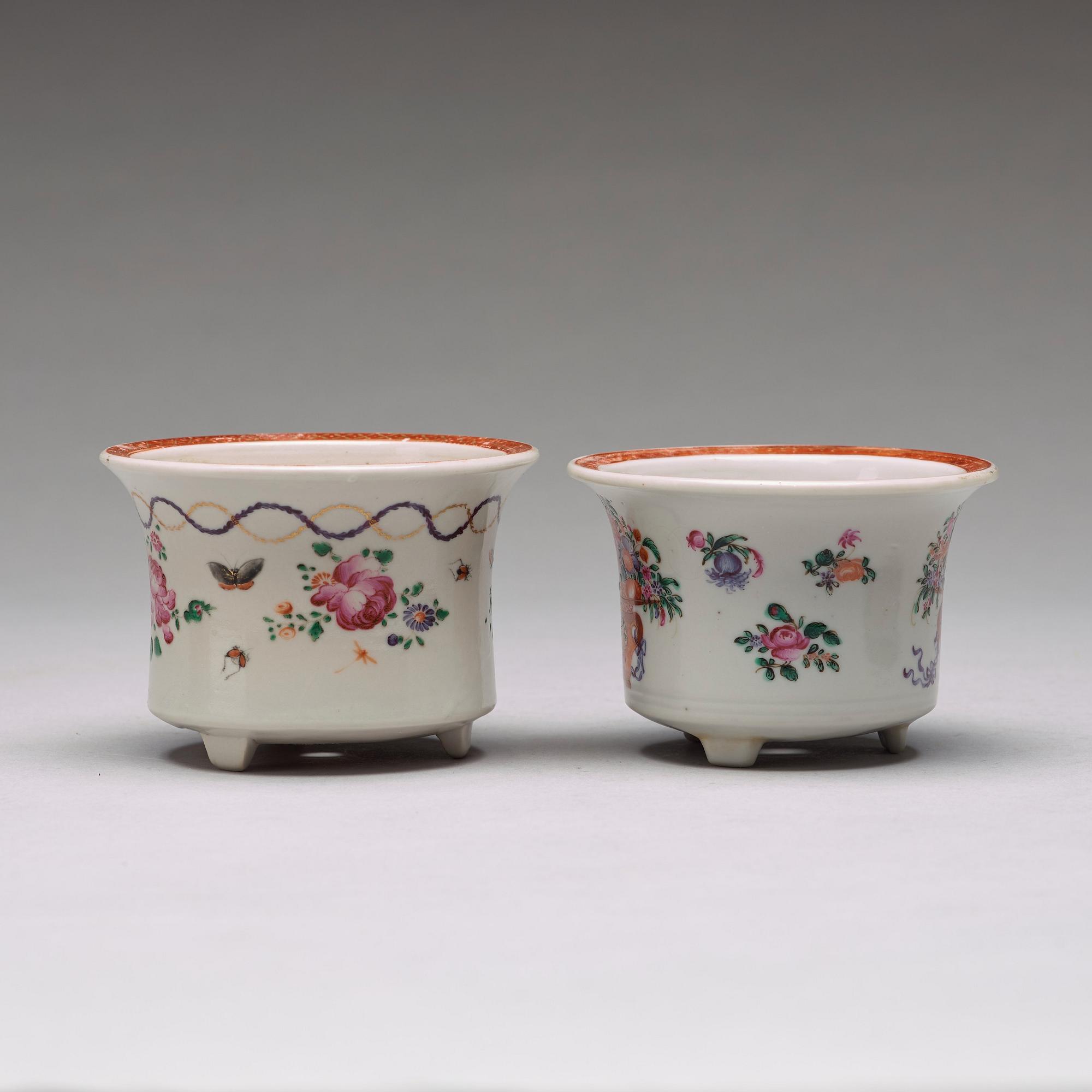 A set of four (2+2) famille rose flower pots with stands, Qing dynasty, Qianlong (1736-95).
