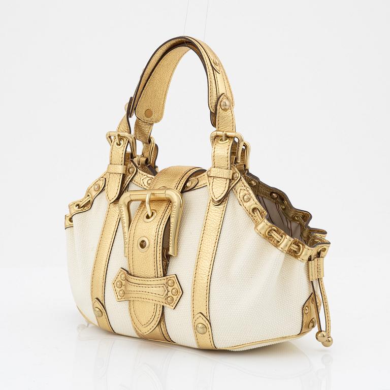 Louis Vuitton, a white canvas and gold 'Theda PM' bag, 2004.