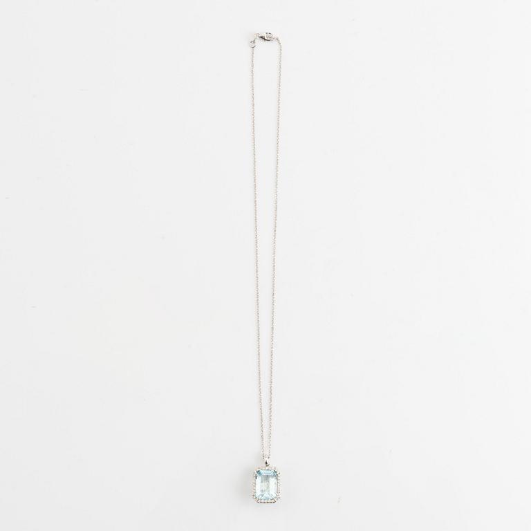 Aquamarine and brilliant cut diamond necklace.