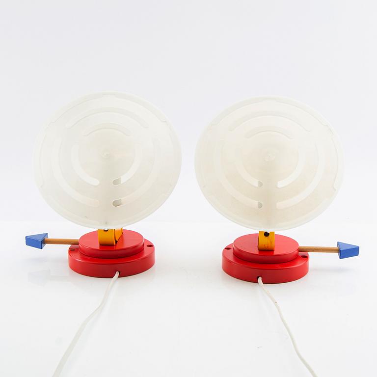 Ettore Sottsass, Wall lamps, a pair, "Stoja", IKEA, 1980s.
