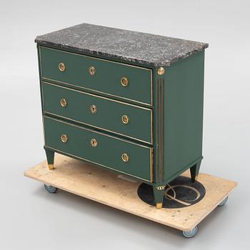 A Gustavian style chest of drawers, around the year 1900.