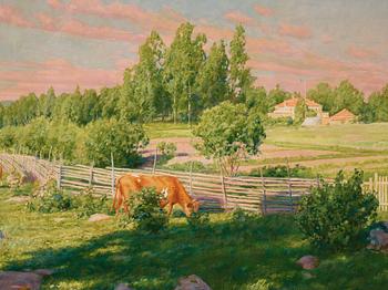 Johan Krouthén, Summer idyll with grazing cattle.