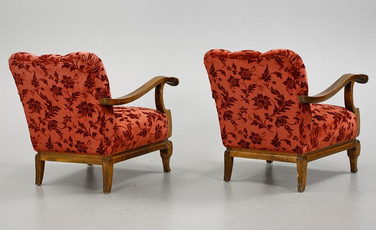 FÅTÖLJER, ett par, art deco, 1920/30-tal.