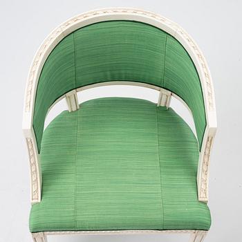 A pair of late Gustavian style armchairs, late 20th Century.