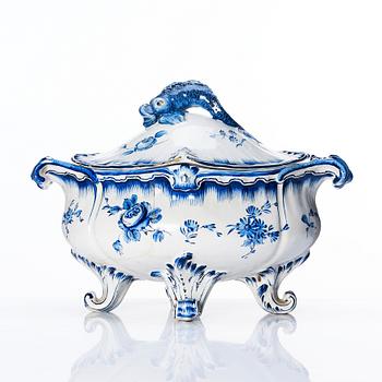 A Swedish Marieberg faience tureen with cover, dated 1765.