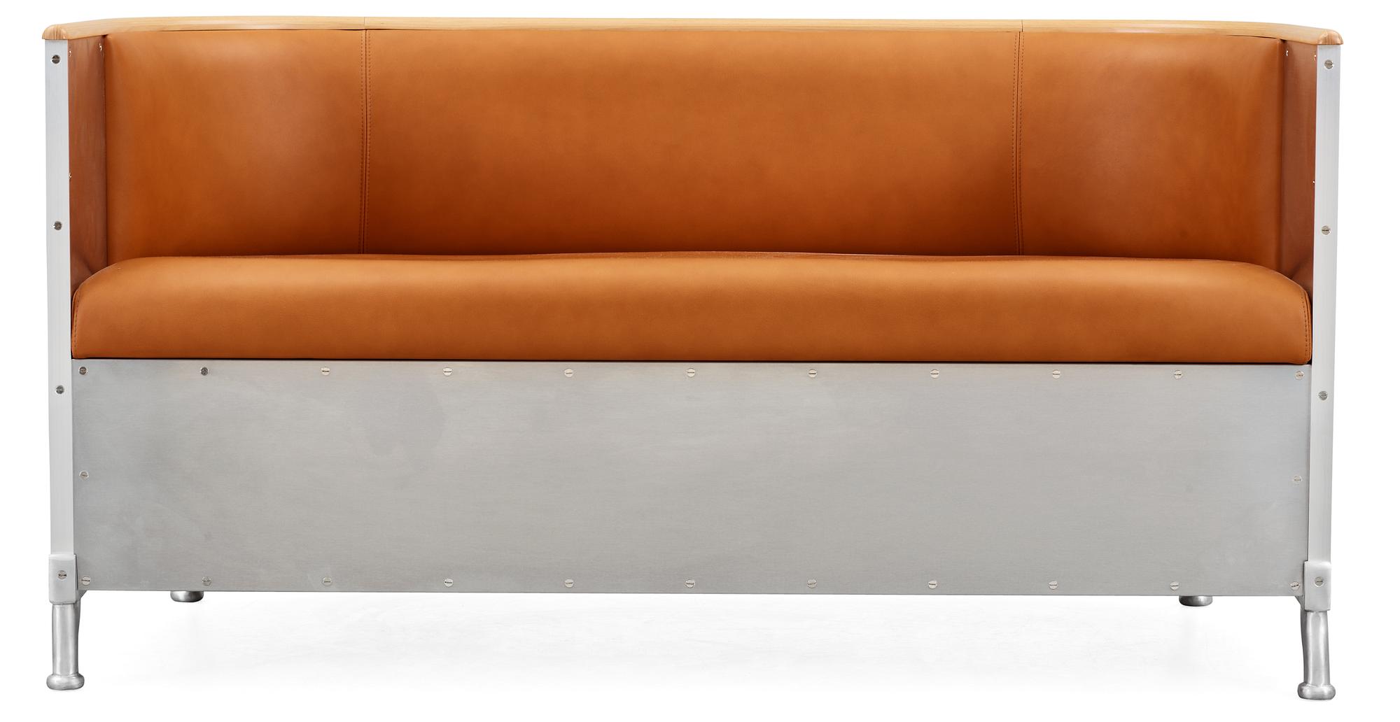 A Mats Theselius aluminium and leather sofa, Källemo Sweden.