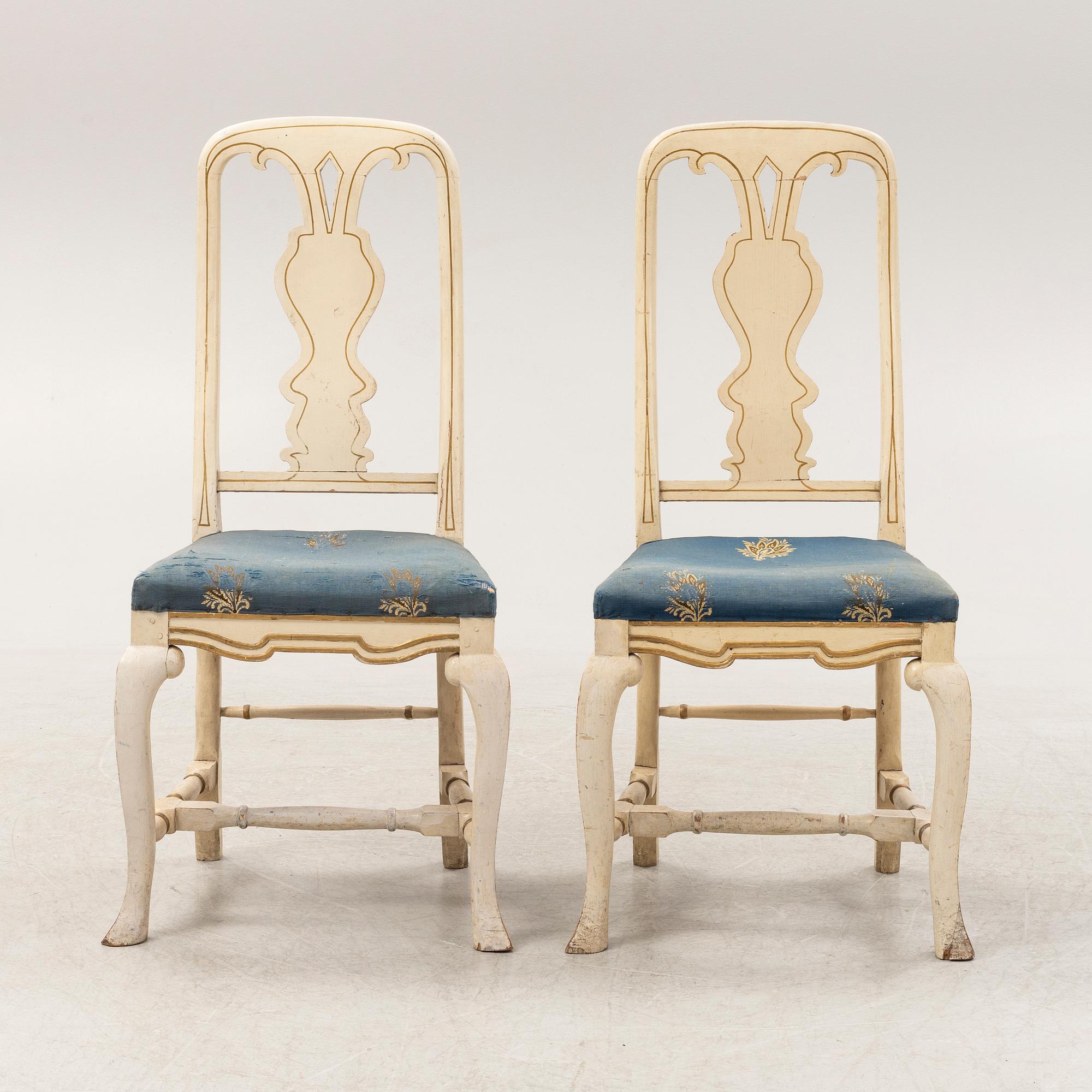 Stolar, ett par, senbarock, 1700-tal.