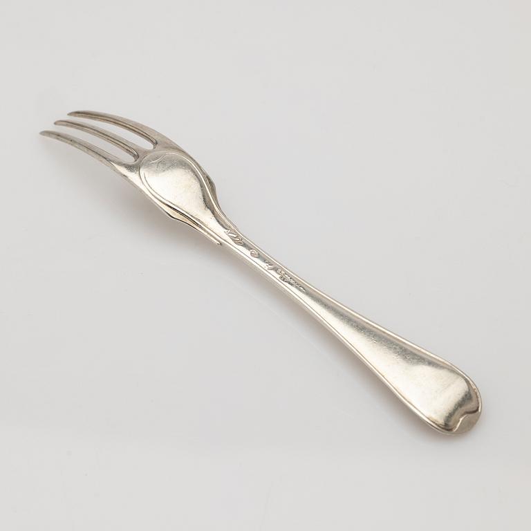 Pastry forks, 6 pcs, silver, Stockholm, 1793-1861.