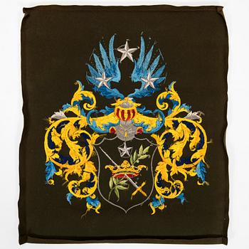 Embroidery, Munsterhjelm family coat of arms, first half of the 20th century.