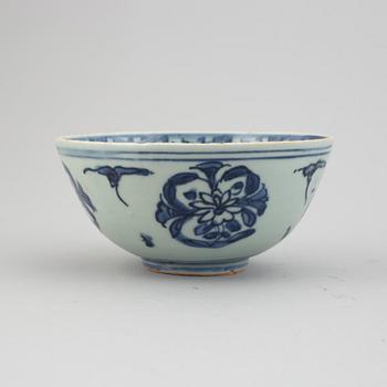 Three blue and white Ming dynasty (1368-1644) bowls.