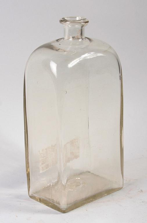 BRÄNNVINSFLASKA, glas, 1800-tal.