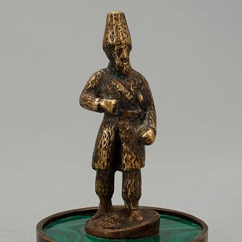 FIGURINER, 2 st, brons, malakit, Ryssland 1800/1900-tal.