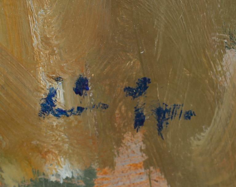 OKÄND KONSTNÄR, olja på pannå, otydligt signerad.