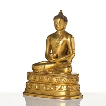 A Mongolian Gilt Bronze Figure of Buddha, Zanabazar school, 18th century.