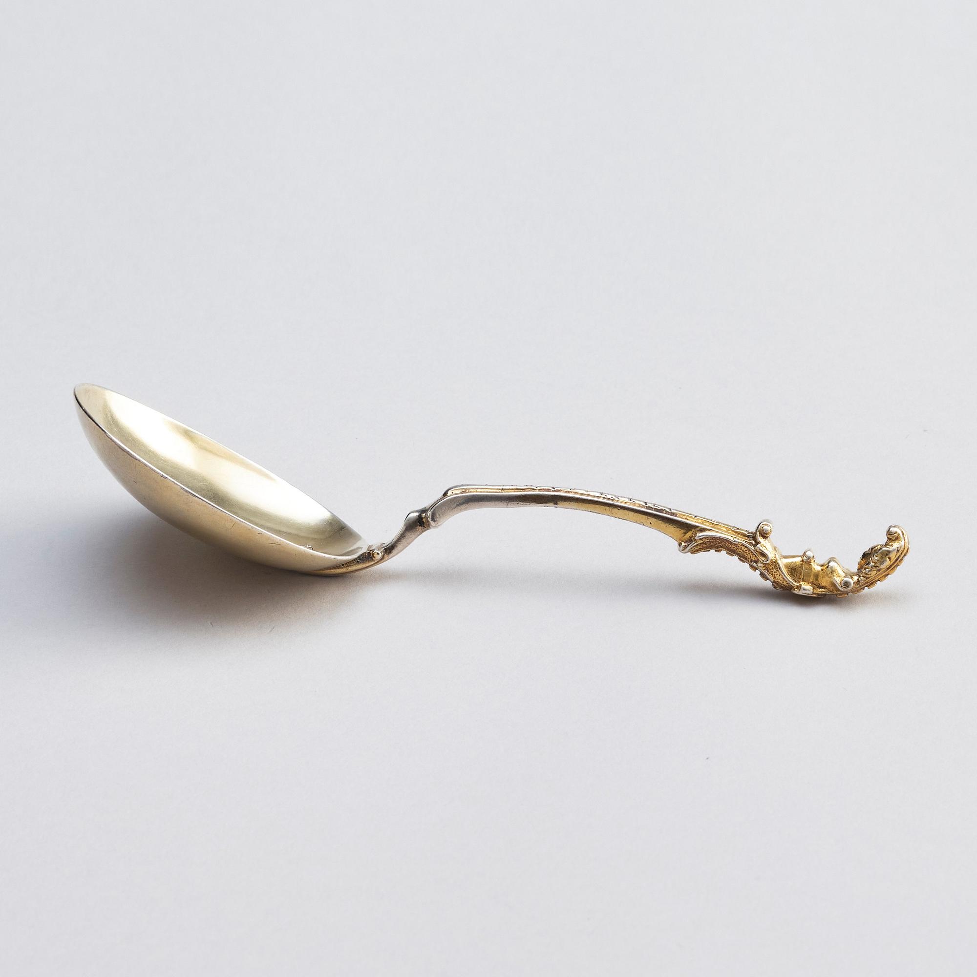 A parcel-gilt Baroque silver spoon, 18th century.