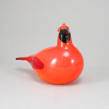 OIVA TOIKKA, a glass bird, Red Cardinal (Kardinaali), signed O. Toikka Nuutajärvi.