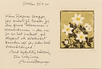 ANNIE BERGMAN, 3 woodcut, signed.