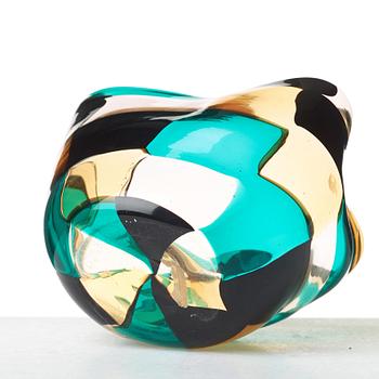 Fulvio Bianconi, a "pezzato" glass bowl, Venini, Murano Italy 1950-60's.