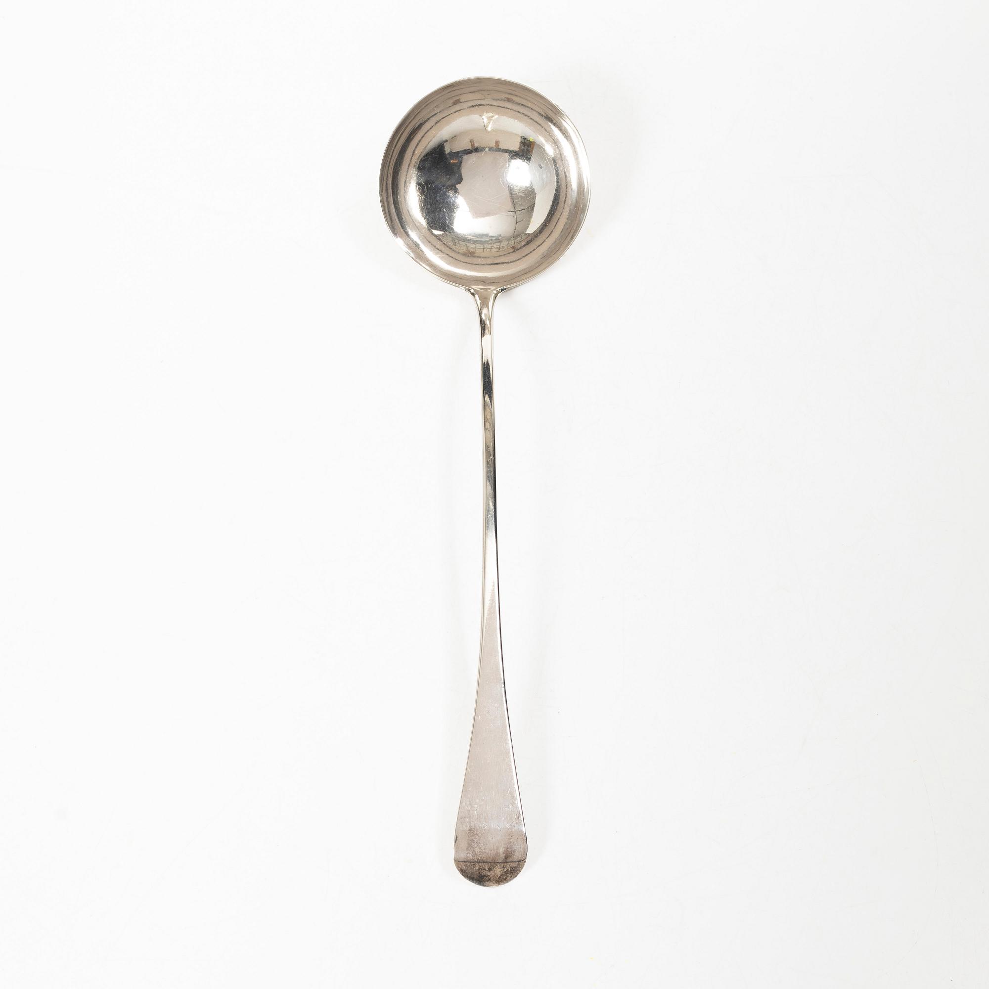 An English silver soup ladle, London, 1796.