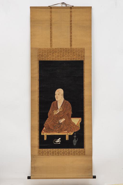 Unidentified artist, Portrait of Kobo Daishi (Kukai), Japan, 20th century. After a classic motif.
