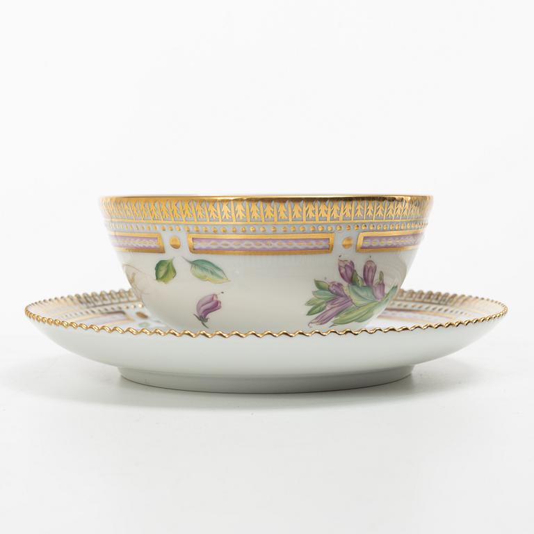 Royal Copenhagen, a 'Flora Danica' tea cup and saucer, Royal Copenhagen, Denmark, 1953.