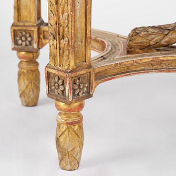 A Gustavian carved giltwood and marble console table, Stockholm, late 18th century.