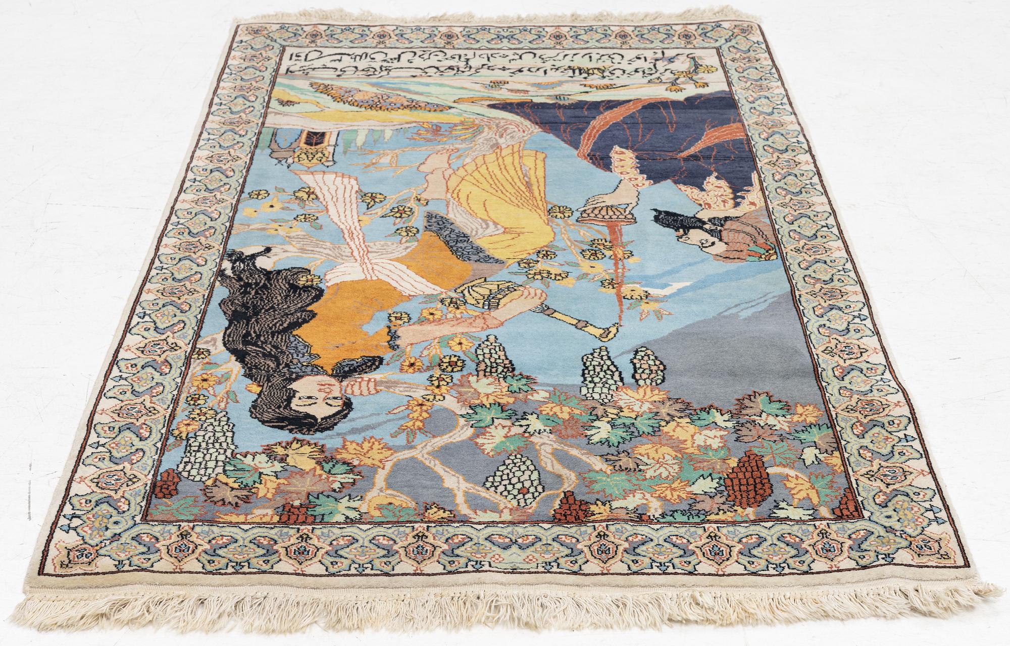 Carpet, Tabriz, figural, 155x92 cm.