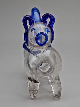 BRÄNNVINSKARAFF, s.k. Fyllehund, glas, 1800-tal.