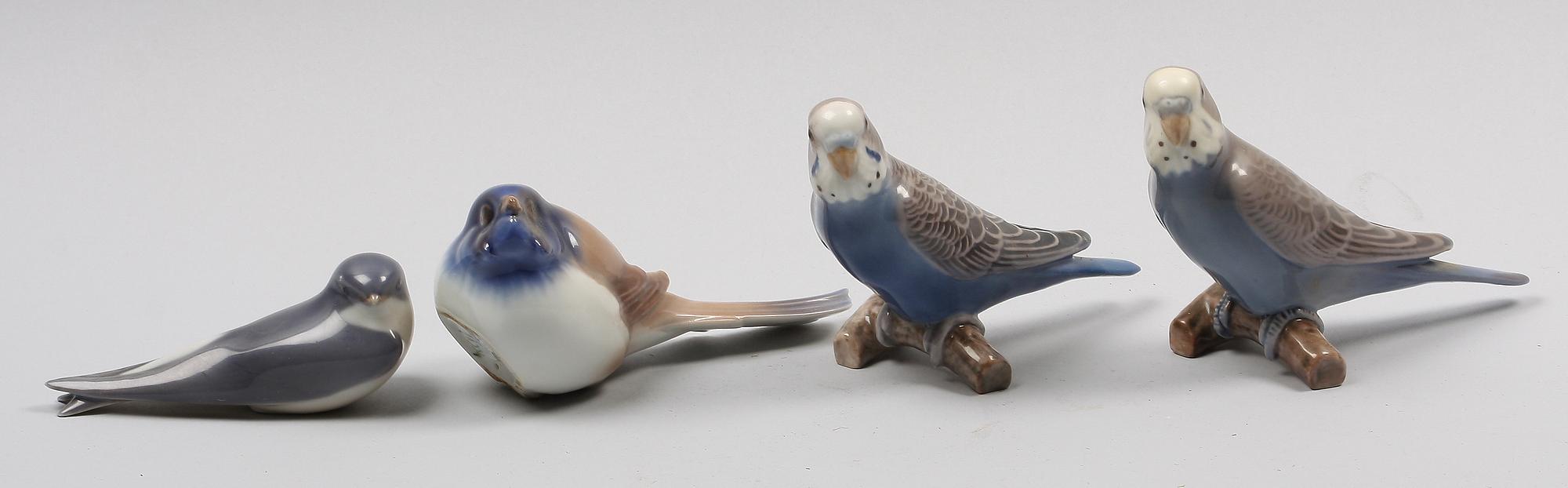 FIGURINER, 4 st. Porslin. Bing & Gröndahl och Kunglig dansk.